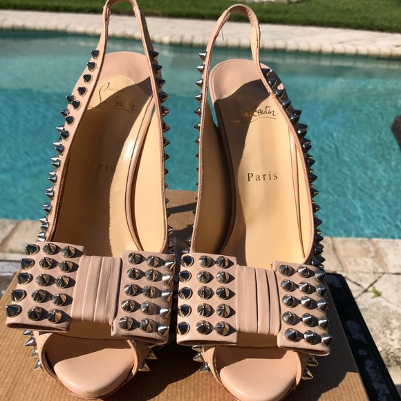 NIB Christian Louboutin Clou Noeud Spikes 120 sz40 - Picture 1 of 7